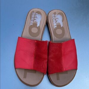 Sorel Vibrant Red Slide Sandals
